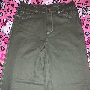 GREEN STRAIGHT JEG BAGGY JEANS